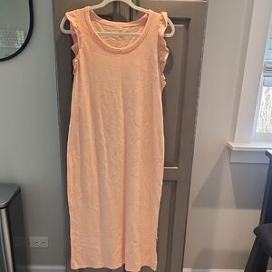 Peach Sleeveless Ruffle Dress